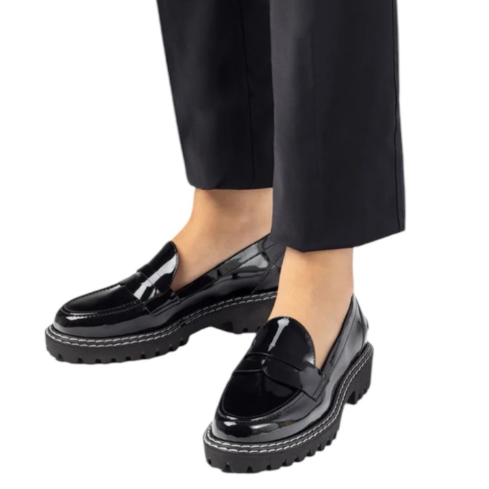 Jon Josef New Penny Loafer black patent lug sole Made in Spain 39 9 NEW